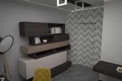 006. domowe biuro tapeta zygzak szary wenge bez musztardowy home office zigzag wallpaper grey wenge mustard