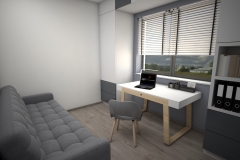 011. domowe biuro, drewno, bialy, szary, polysk, mat, home office, wood, white, grey, gloss, matt