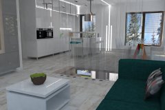 0020. Biała kuchnia z kolorowym akcentem