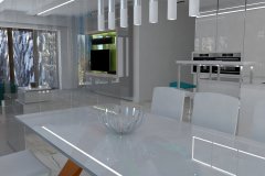 0021. Biała kuchnia z kolorowym akcentem