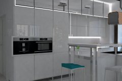 0023. Biała kuchnia z kolorowym akcentem