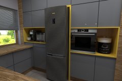 0030. Kuchnia industrialna szara drewno i żółty Kitchen industrial grey wood and yellow