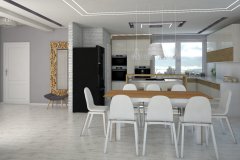 0047. KUCHNIA MAGNOLIA WYSOKI POLYSK DREWNO BIALY KITCHEN WOOD ECRU WHITE HIGH GLOSS