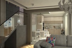 0055. kuchnia drewniana frezowane fronty biale plytki wysoki polysk bez kitchen wood white tiles white front hight gloss