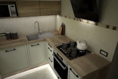 0057. kuchnia ecru drewniana lacobel mozaika kitchen ecru wood mosaic old style