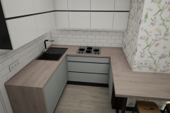 156.-kuchnia-szaro-biala-z-drewnem-i-czarnym-sprzetem-agd-dziwny-uklad-kuchni