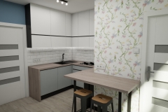 157.-kuchnia-szaro-biala-z-drewnem-i-czarnym-sprzetem-agd-dziwny-uklad-kuchni