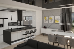 170.-czarno-biala-kuchnia-na-wysoki-polysk-z-polwyspem-okap-wyspowy-azurowe-hokery