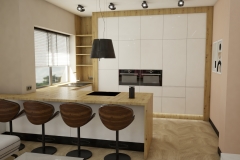 173.-kuchnia-biala-polysk-z-drewnem-i-czarnymi-elementami-polwysep-kuchenny-drewniane-hokery