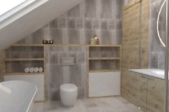0034. łazienka szare płytki z drewnem