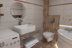 0079. łazienka kremowo brązowa z mozaiką bathroom cream and brown