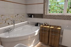 0080. łazienka kremowo brązowa z mozaiką bathroom cream and brown