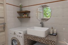 0081. łazienka kremowo brązowa z mozaiką bathroom cream and brown