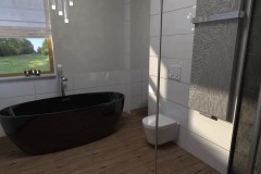 0097. lazienka w szarościach i bielach z czarna armatura bathroom grey and white with black sink