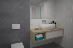 0105. lazienka szaro biala beton hexagon, bathroom grey white concrete