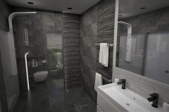 0108. lazienka czarno biala stone box, bathroom black and white