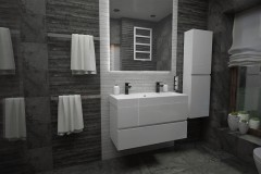 0109. lazienka czarno biala stone box, bathroom black and white