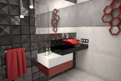 121. lazienka mala szary czarny czerwony bez small bathroom grey black red beige