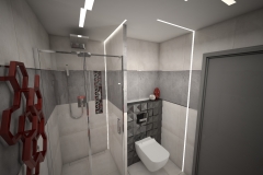 123. lazienka mala szary czarny czerwony bez small bathroom grey black red beige