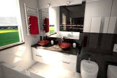 190.-lazienka-czarno-biala-z-czerwona-moazika-i-czerwonymi-szklanymi-umywalkami-bathroom-black-and-white-and-red-mosaic-and-red-sink
