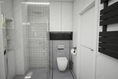 230.-lazienka-czarno-biala-patchwork-prysznic-dwie-umywalki-okrągłe-lampy