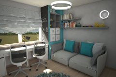 0024. POKOJ CHLOPCOW SZARY BIALY TURKUS BOYS ROOM GREY WHITE