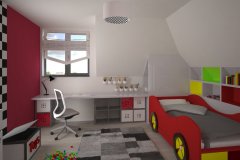 0025. POKOJ DZIECIECY SAMOCHODY CZERWONY CHILDREN ROOM CARS RED