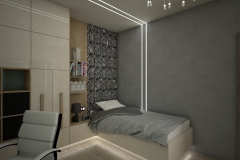 0035. pokoj mlodziezowy szary beton zebra bezowy polysk czarny bialy children room grey concrete beige gloss black white