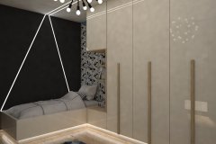 0036. pokoj mlodziezowy szary beton zebra bezowy polysk czarny bialy children room grey concrete beige gloss black white