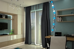 0039. pokoj mlodziezowy szary beton zebra bezowy polysk czarny zielony bialy cotton ball children room green grey concrete beige gloss black white