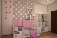 0041. pokoj dla dziewczynki slodki przytulny rozowy bialy szary kropki poduszki children room for girl for little princess sweet cozy pink white grey dots pillows