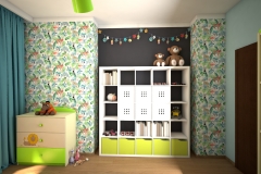0043. pokoj dzieciecy dla chlopca dzungla zielony czarny niebieski drewno children room for boy jungle green black blue wood