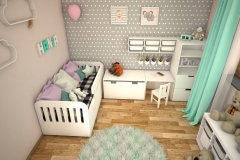 048. pokoj dzieciecy bialy szary kropki zielony drewno meble ikea children room white grey dots green wood furniture ikea