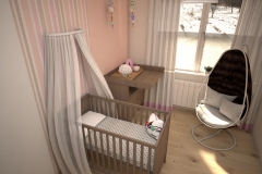 050. pokoj dzieciecy rozowy pomaranczowy brazowy drewno children room pink orange brown wood