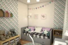 053. pokoj dzieciecy szary zielony rozowy bialy drewno children room grey green pink white wood