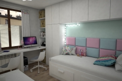 065. pokoj dzieciecy z tapicerowanm oparciem bialy turkusowy rozowy meble ikea cottonballs children room pink green white