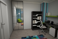 067. pokoj młodziezowy farba tablicowa meble timoore drewno szary niebieski zielony children room wood grey blue green