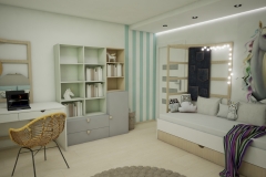 89.-pokoj-nastolatki-z-jednorozczem-mietowy-drewno-bez-biel-rattanowe-krzeslo