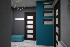 0011. przedpokoj szary turkusowy plytki patchwork hall grey concrete patchwork tile