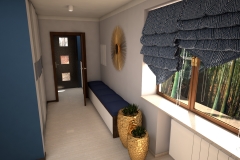 022. przedpokoj bialy szary beton granat zloto hall white grey concrete dark blue gold