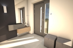 024. przedpokoj szary drewno lustro beton hall grey wood concrete