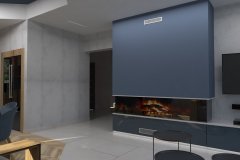 0039. Salon niebieski drewno beton salon blue wood concrete