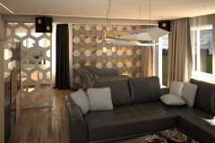 0064. salon beton jasne drewno szary bialy polysk zloty livingroom concrete light wood white gloss gold