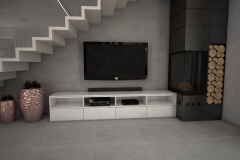 092. salon szary beton czarny bialy rozowe zloto nowoczesny livingroom modern white grey black pink gold concrete