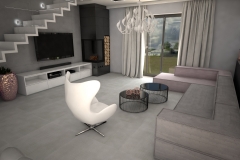 093. salon szary beton czarny bialy rozowe zloto nowoczesny livingroom modern white grey black pink gold concrete