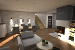 098. salon drewno szary turkusowy bialy loft livingroom wood turqoise white