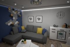 122. salon beton dab sonoma szary granatowy drewno livingroom concrete grey wood oak