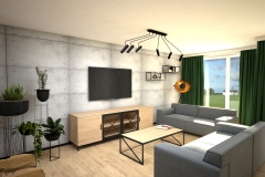145.-salon-loft-butelkowa-zielen-cegla-drewno-czarne-elementy-panele-pergo-beton