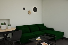 187.-salon-loft-w-malym-mieszkaniu-zielen-butelkowa-drewno-czern-lamele-zloto