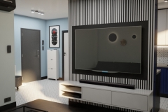 188.-salon-loft-w-malym-mieszkaniu-zielen-butelkowa-drewno-czern-lamele-zloto